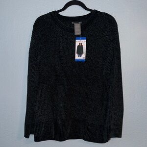 Women's Dark Green Chenille Crew Neck Sweater